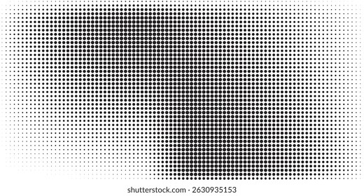 Dynamic abstract circular dot gradient background featuring a black and white minimalist pattern. Ideal for contemporary designs, technology themes, and artistic projects showcasing creative textures.