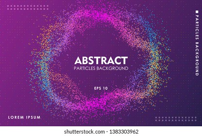 Dynamic abstract color particles background. Modern liquid flow dots elements.