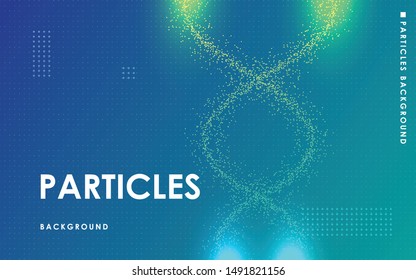 Dynamic abstract color particles background. Modern liquid flow dots elements.