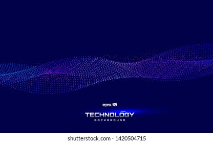 Dynamic abstract colorful liquid flow particles background. Shining abstract particle flow background. Futuristic background with dots combination. 