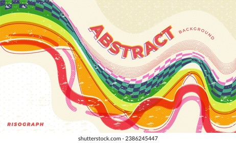 Dynamic Abstract Colorful Waves Background with Risograph Style