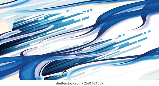 Composición Abstractas dinámica con trazos azules y Acc geométrico