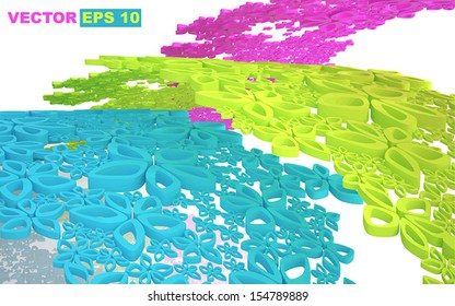 The dynamic abstract composition with flowers . vector. Edit and insert your text. 