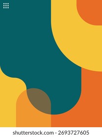 Composição abstrata dinâmica com formas curvas orgânicas e cores vibrantes