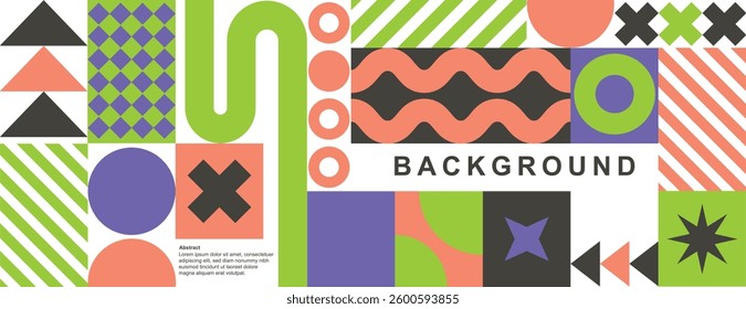 Dynamic Abstract Composition with Playful Elements, Modern Geometric Abstract Background Design