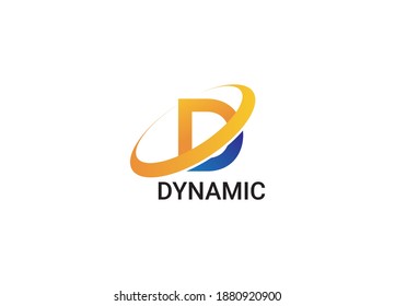 Dynamic Abstract D letter modern tech logo design