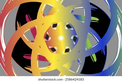 Dynamic abstract design with bright gradients and swirling shapes.