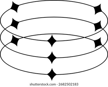 Dynamic abstract design of a circular helix with diamond path markers.