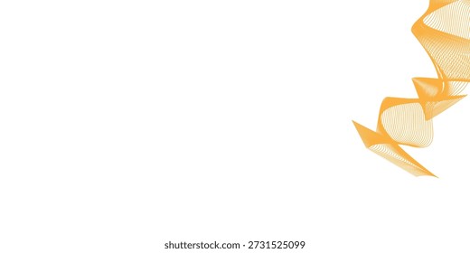 Un diseño abstracto dinámico con una cinta fluida en tonos de naranja y amarillo, creando una sensación de movimiento y energía contra un fondo blanco limpio.