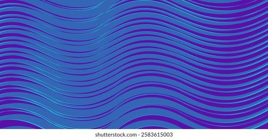 Dynamic abstract design featuring smooth. Flowing wavy lines in varying shades of blue. Ideal for branding and artistic compositions.