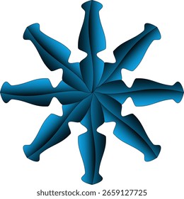 Dynamic abstract design with radial symmetry and star-like elements on white background