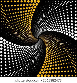 Dynamic Abstract Design of Yellow and White Dots in Circular Patterns