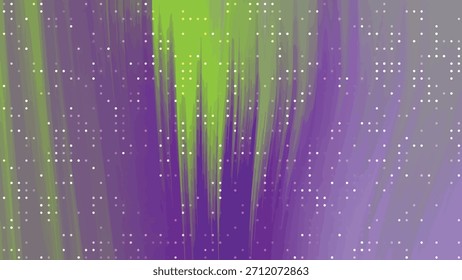 Fondo de arte digital abstracto dinámico con colores y puntos verdes y púrpuras que fluyen, abstractos Twirl Blink Dot, Imagen de Regalías de valores.