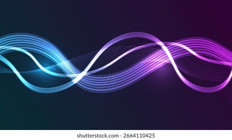 Dynamic abstract digital backdrop with luminous lines in fluid motion. A vibrant futuristic design that visually communicates a sense of high-tech and cyber.
