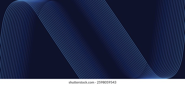 A dynamic and abstract digital design with flowing blue waveforms against a dark background,smooth, curving lines and dotted patterns that create a sense of movement and energy. 