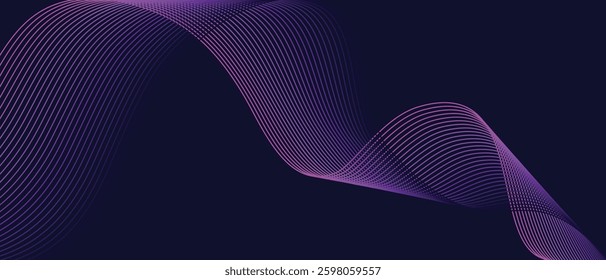 A dynamic and abstract digital design with flowing blue waveforms against a dark background,smooth, curving lines and dotted patterns that create a sense of movement and energy. 