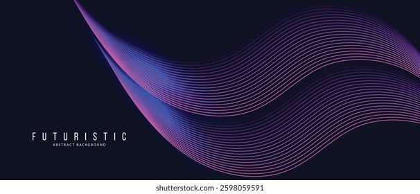 A dynamic and abstract digital design with flowing blue waveforms against a dark background,smooth, curving lines and dotted patterns that create a sense of movement and energy. 