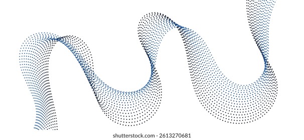 A dynamic and abstract digital design with flowing blue wave forms against a PNG background,smooth, curving lines and dotted patterns that create a sense of movement and energy. 