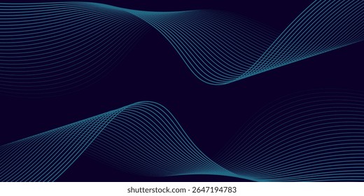A dynamic and abstract digital design with flowing blue waveforms against a dark background,smooth, curving lines and dotted patterns that create a sense of movement and energy. 