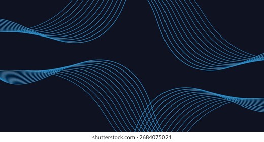 Un diseño digital dinámico y abstracto con formas de onda azules fluidas sobre un fondo oscuro, líneas suaves y curvas y patrones punteados que crean una sensación de movimiento y energía. 