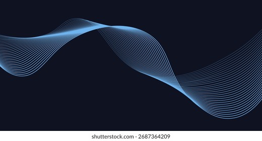 Un diseño digital dinámico y abstracto con formas de onda azules fluidas sobre un fondo oscuro, líneas suaves y curvas y patrones punteados que crean una sensación de movimiento y energía. 