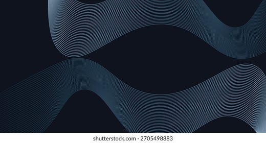 A dynamic and abstract digital design with flowing blue waveforms against a dark background,smooth, curving lines and dotted patterns that create a sense of movement and energy. 