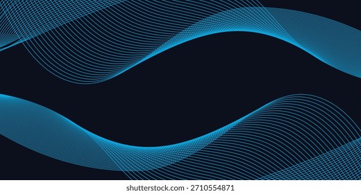 Un diseño digital dinámico y abstracto con formas de onda azules fluidas sobre un fondo oscuro, líneas suaves y curvas y patrones punteados que crean una sensación de movimiento y energía. 