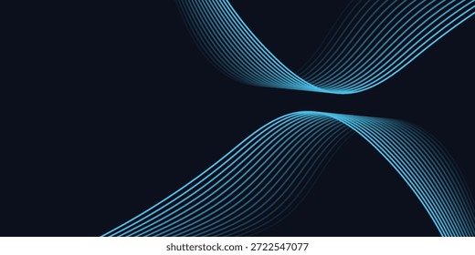 Un diseño digital dinámico y abstracto con formas de onda azules fluidas sobre un fondo oscuro, líneas suaves y curvas y patrones punteados que crean una sensación de movimiento y energía.
