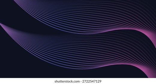 Ein dynamisches und abstraktes digitales Design mit fließenden blauen Wellenformen auf dunklem Hintergrund, glatten, gekrümmten Linien und gepunkteten Mustern, die ein Gefühl von Bewegung und Energie erzeugen.