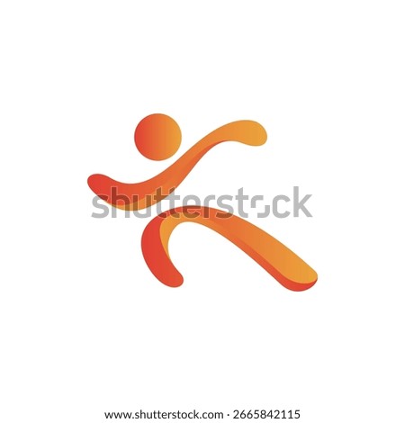 Dynamic abstract figure representing running, sport, and activity.