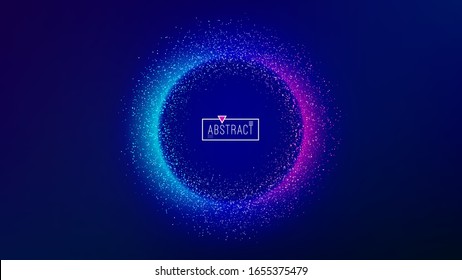 Dynamic abstract flow particles background. Trendy dots cover design. Glowing dotted particles dynamic flow. Minimal geometric spots composition. Bubble frame background. Vector