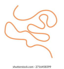 Dynamische abstrakte fließende Linienkunst in lebendigem Orange, modernes Gestaltungselement für kreative Projekte