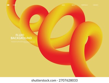 Fundo fluido abstrato dinâmico com formas líquidas 3d vibrantes em laranja e amarelo, criando um efeito visual moderno e artístico para vários projetos de design