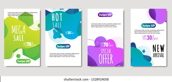 Dynamic abstract fluid mobile for sale banners. Sale banner template design, Mega sale special offer set. design for flyer, gift card,  Poster on wall ,coverbook,  banner, social media posted