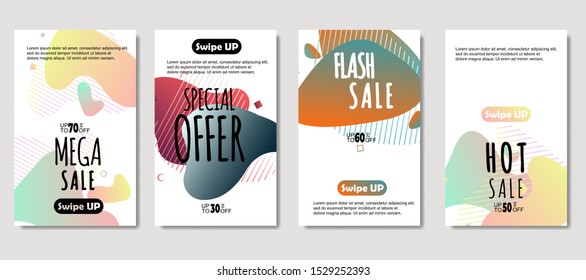 Dynamic abstract fluid mobile for sale banners. Sale banner template design, Mega sale special offer set. design for flyer, gift card,  Poster on wall ,coverbook,  banner, social media posted