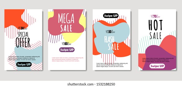Dynamic abstract fluid mobile for sale banners. Sale banner template design, Mega sale special offer set. design for flyer, gift card,  Poster on wall ,coverbook,  banner, social media posted