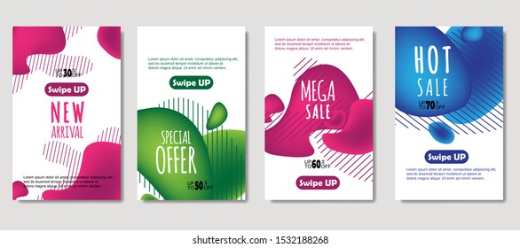 Dynamic abstract fluid mobile for sale banners. Sale banner template design, Mega sale special offer set. design for flyer, gift card,  Poster on wall ,coverbook,  banner, social media posted
