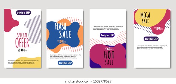 Dynamic abstract fluid mobile for sale banners. Sale banner template design, Mega sale special offer set. design for flyer, gift card,  Poster on wall ,coverbook,  banner, social media 