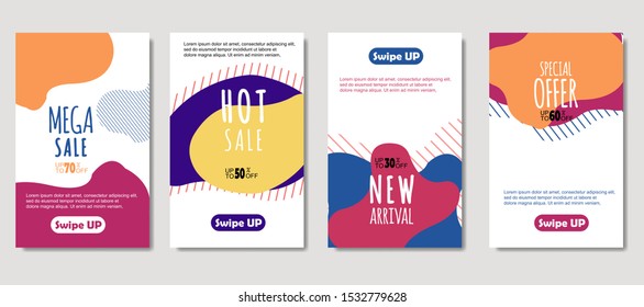 Dynamic abstract fluid mobile for sale banners. Sale banner template design, Mega sale special offer set. design for flyer, gift card,  Poster on wall ,coverbook,  banner, social media 
