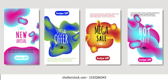 Dynamic abstract fluid mobile for sale banners. Sale banner template design, Mega sale special offer set. design for flyer, gift card,  Poster on wall ,coverbook,  banner, social media 