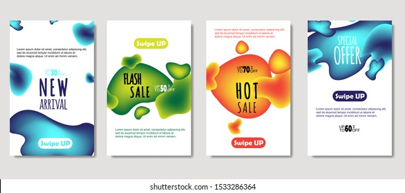 Dynamic abstract fluid mobile for sale banners. Sale banner template design, Mega sale special offer set. design for flyer, gift card,  Poster on wall ,coverbook,  banner, social media 