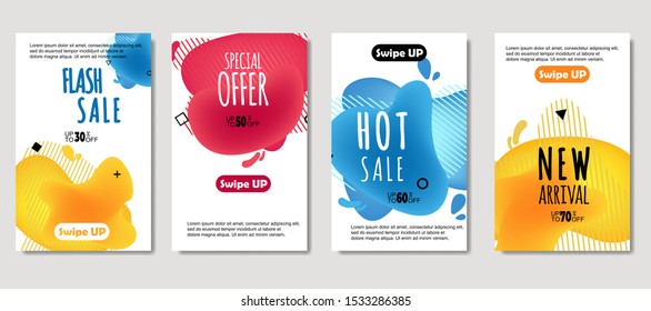 Dynamic abstract fluid mobile for sale banners. Sale banner template design, Mega sale special offer set. design for flyer, gift card,  Poster on wall ,coverbook,  banner, social media 