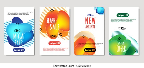 Dynamic abstract fluid mobile for sale banners. Sale banner template design, Mega sale special offer set. design for flyer, gift card,  Poster on wall ,coverbook,  banner, social media .