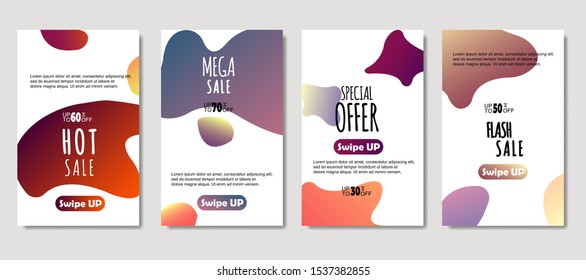 Dynamic abstract fluid mobile for sale banners. Sale banner template design, Mega sale special offer set. design for flyer, gift card,  Poster on wall ,coverbook,  banner, social media .