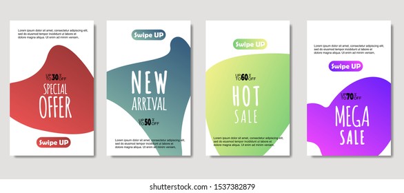Dynamic abstract fluid mobile for sale banners. Sale banner template design, Mega sale special offer set. design for flyer, gift card,  Poster on wall ,coverbook,  banner, social media .