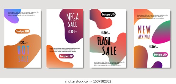 Dynamic abstract fluid mobile for sale banners. Sale banner template design, Mega sale special offer set. design for flyer, gift card,  Poster on wall ,coverbook,  banner, social media .