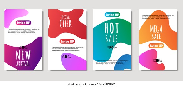 Dynamic abstract fluid mobile for sale banners. Sale banner template design, Mega sale special offer set. design for flyer, gift card,  Poster on wall ,coverbook,  banner, social media .