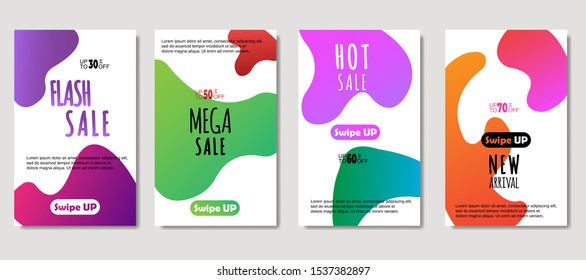 Dynamic abstract fluid mobile for sale banners. Sale banner template design, Mega sale special offer set. design for flyer, gift card,  Poster on wall ,coverbook,  banner, social media .