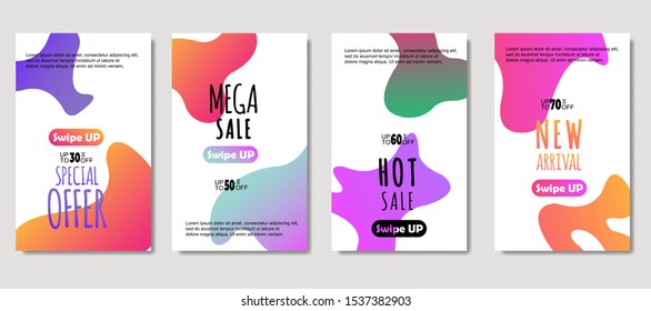 Dynamic abstract fluid mobile for sale banners. Sale banner template design, Mega sale special offer set. design for flyer, gift card,  Poster on wall ,coverbook,  banner, social media .