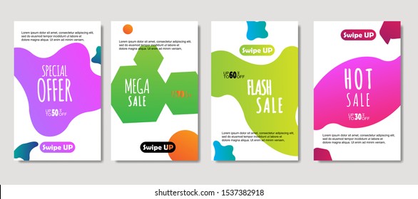 Dynamic abstract fluid mobile for sale banners. Sale banner template design, Mega sale special offer set. design for flyer, gift card,  Poster on wall ,coverbook,  banner, social media .